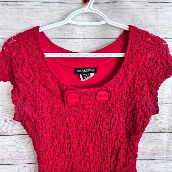 FRANK LYMAN Red Top with Lace Size 6 - Picture 6 of 6